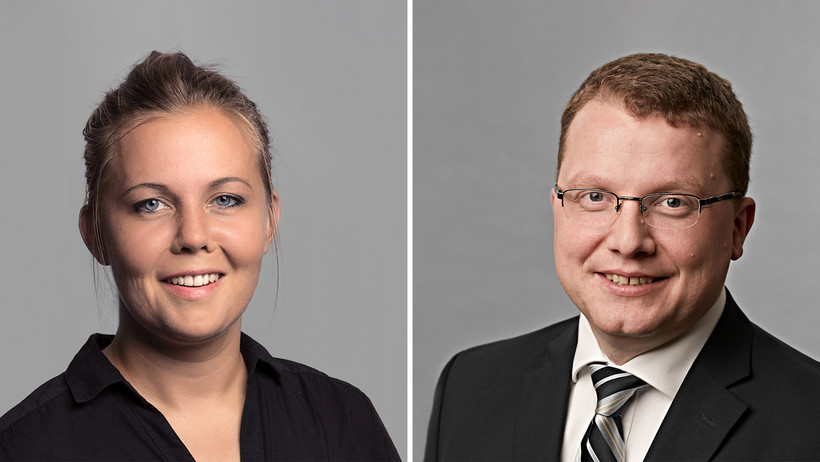 Programmverantwortliche des Erasmus Mundus Jelena Bäumler und der stellvertretende Programmverantwortliche Jörg Philipp Terhechte