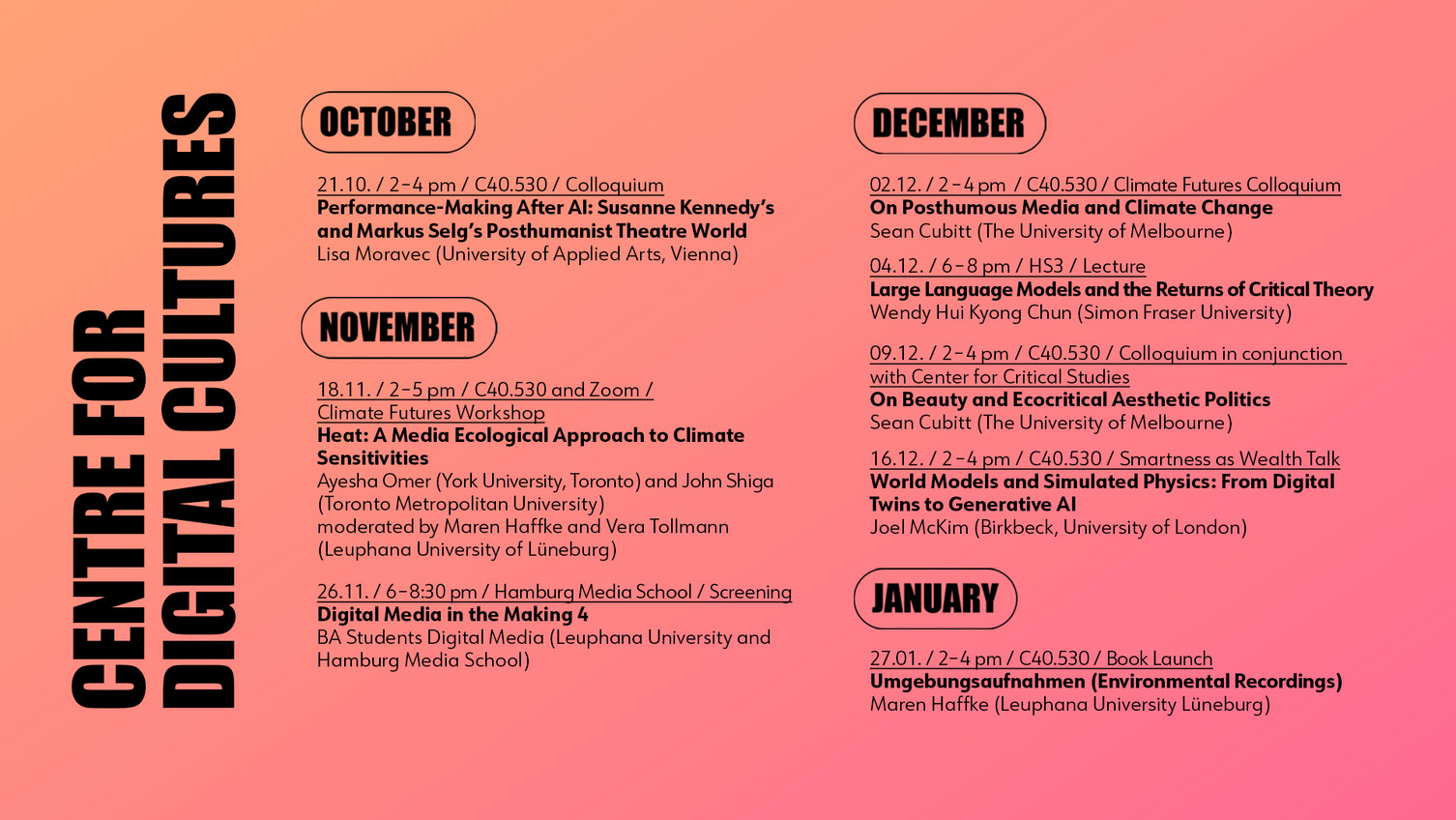 Overview: Semester Programme WS 2025/26
